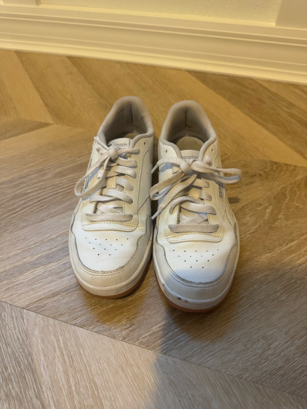 Reebok Off-White Leather Low-Top Sneakers